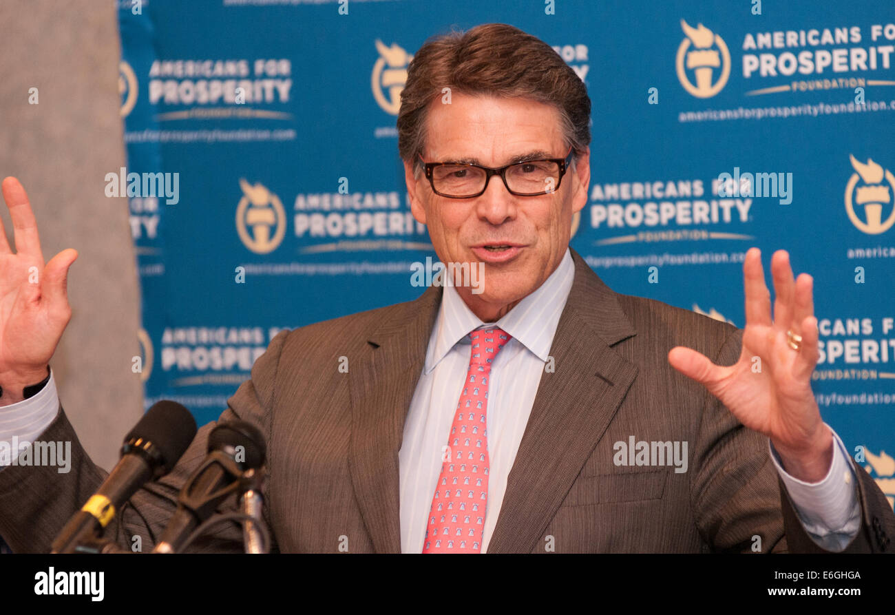 New Hampshire, USA. 22. August 2014. Texas-Gouverneur Rick Perry spricht in NH Credit: Andrew Cline/Alamy Live-Nachrichten Stockfoto