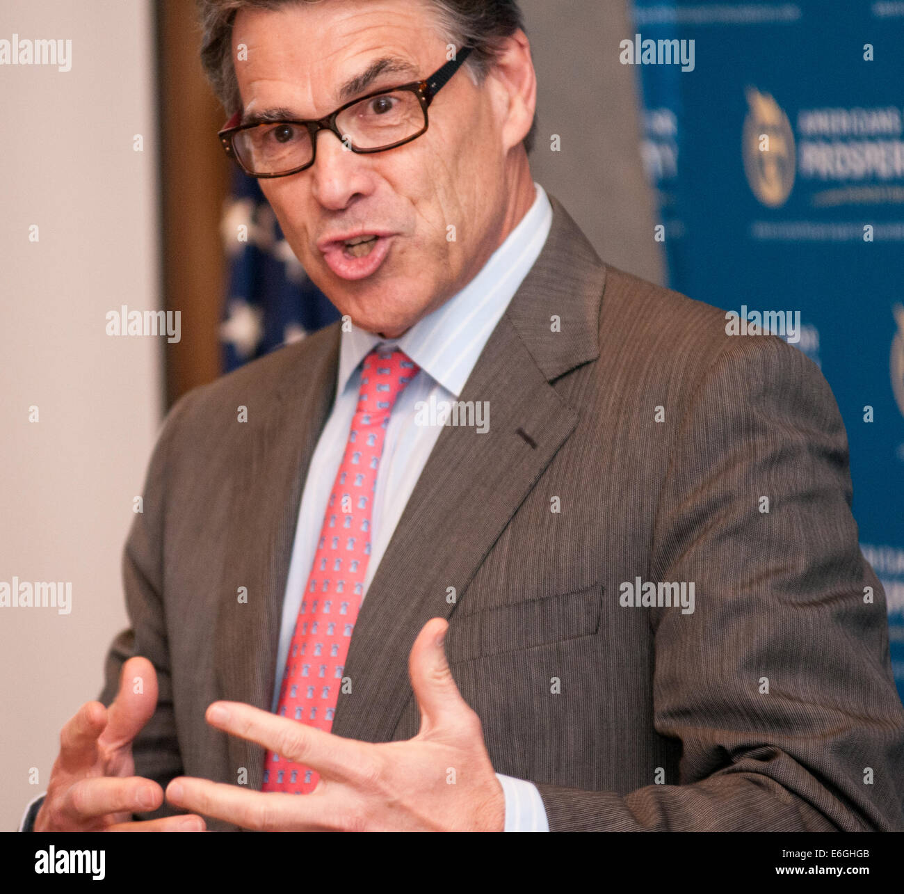 New Hampshire, USA. 22. August 2014. Texas-Gouverneur Rick Perry spricht in NH Credit: Andrew Cline/Alamy Live News Stockfoto