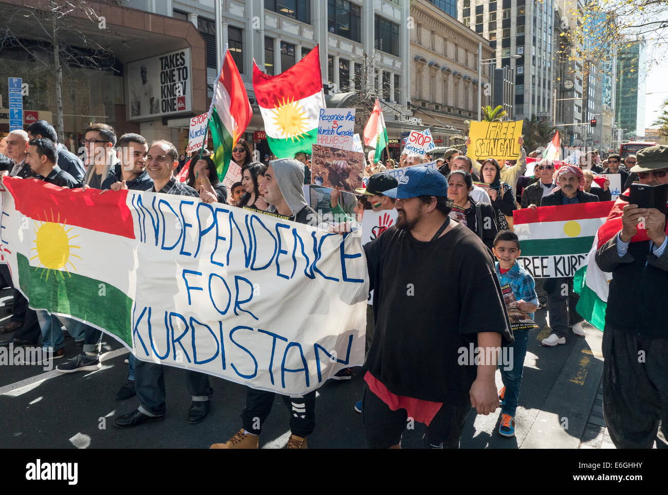 Auckland, Neuseeland. 23. August 2014. Kurdischen Protesten in Auckland gegen ISIS Angriffe in Kurdistan Samstag, 23. August 2014 Credit: John Kershaw/Alamy Live News Stockfoto