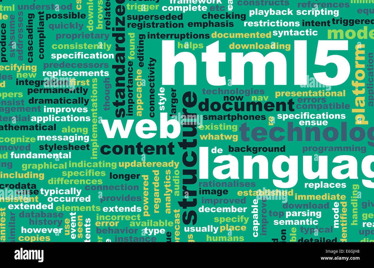HTML 5 Webentwicklungssprache als Konzept Stockfoto