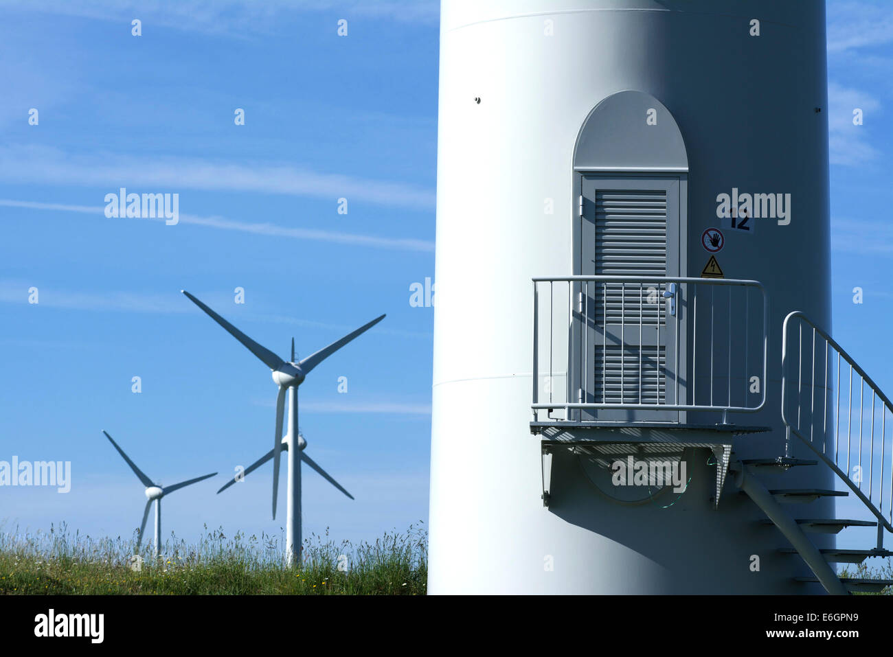 Wind-Turbine-Detail. Auvergne. Frankreich Stockfoto