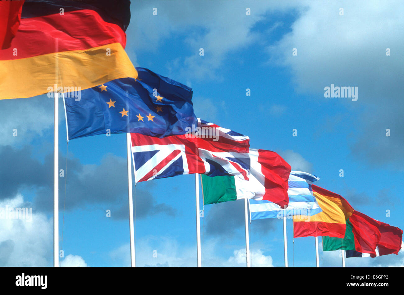 Europäische Union Flaggen Stockfoto