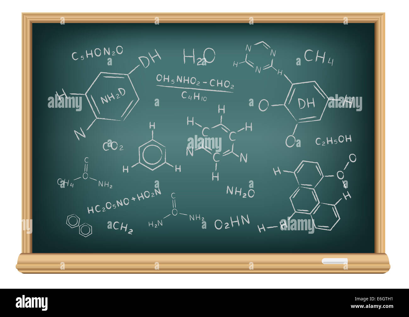 Die Schultafel und Kreide gezogen chemische Formel Stockfoto
