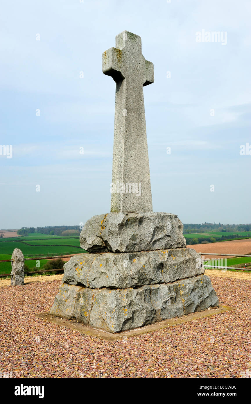 Gedenkstätte Kreuz bei Flodden Field, Ort der Schlacht von Flodden 1513, Northumberland, England Stockfoto