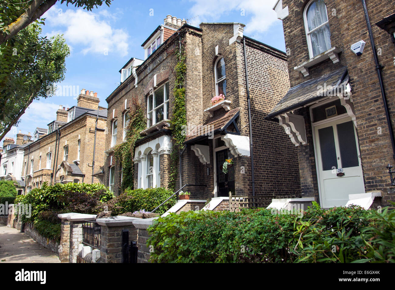 Charmante georgische Häuser in Nord-London Stockfoto