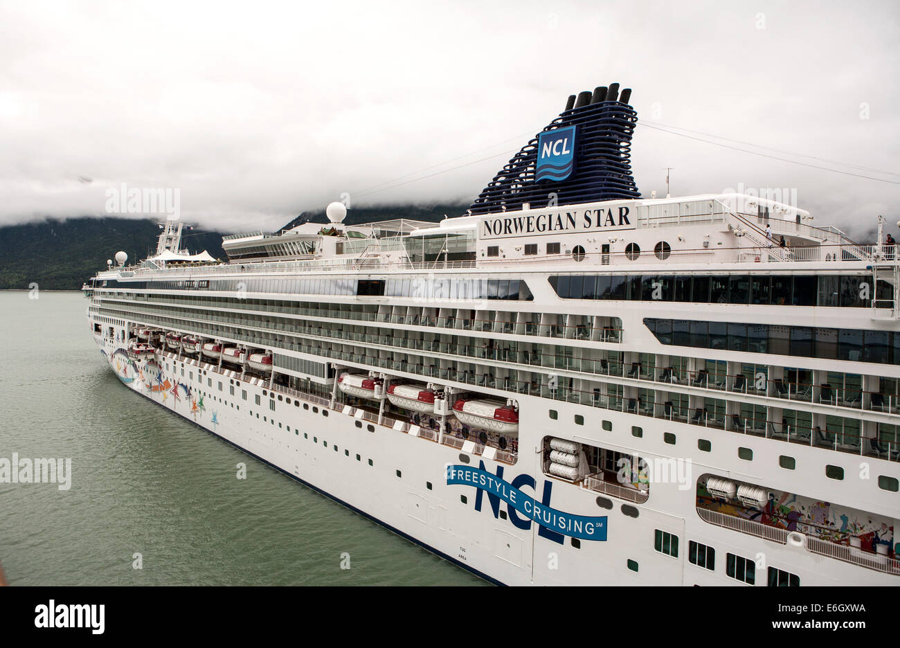 Die Norwegian Star angedockt am Hafen in Juneau, Alaska Stockfoto