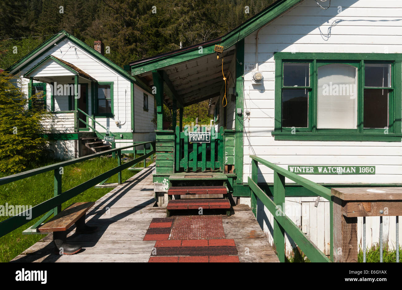 Elk203-4292 Kanada, British Columbia, Port Edward, North Pacific Cannery National Historic Site, Konservenfabrik Dorf Stockfoto