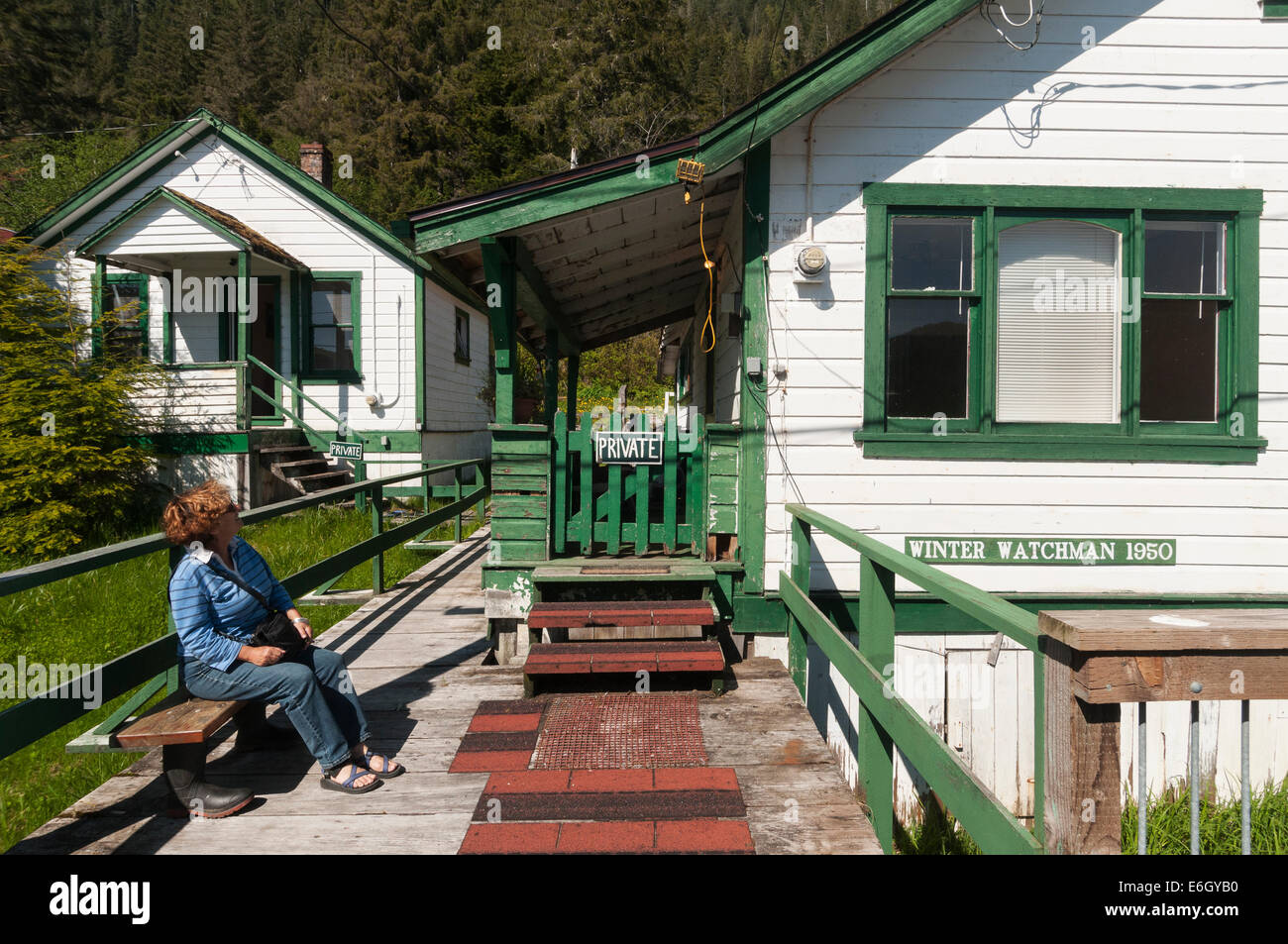 Elk203-4293 Kanada, British Columbia, Port Edward, North Pacific Cannery National Historic Site, Konservenfabrik Dorf Stockfoto