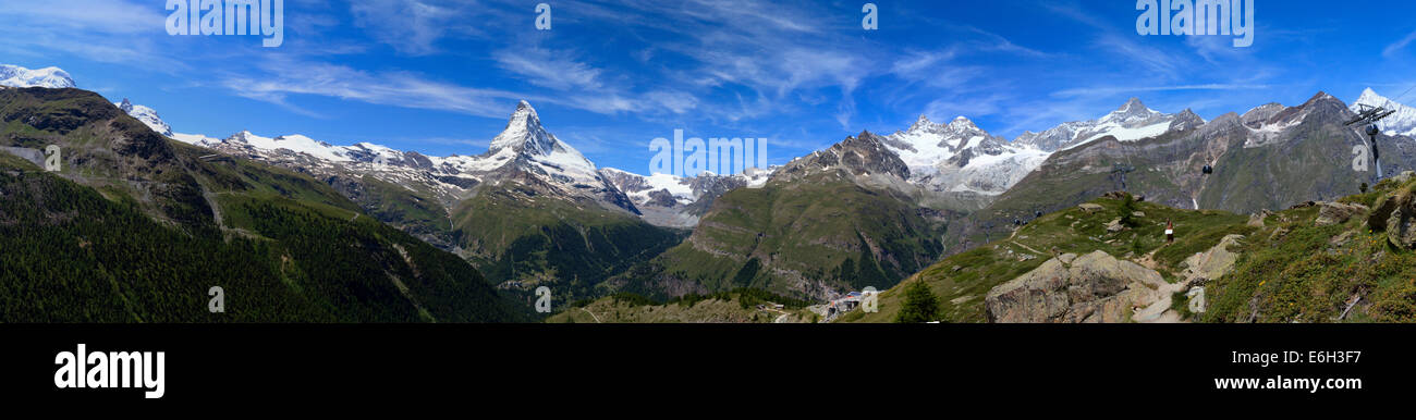 Das Matterhorn über Zermatt, Schweiz-Panorama vom Murmeltier Trail Stockfoto