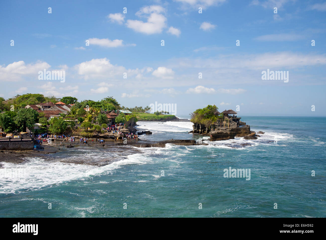 Panoramablick auf Tanah Lot Tempel Bali Indonesien Stockfoto