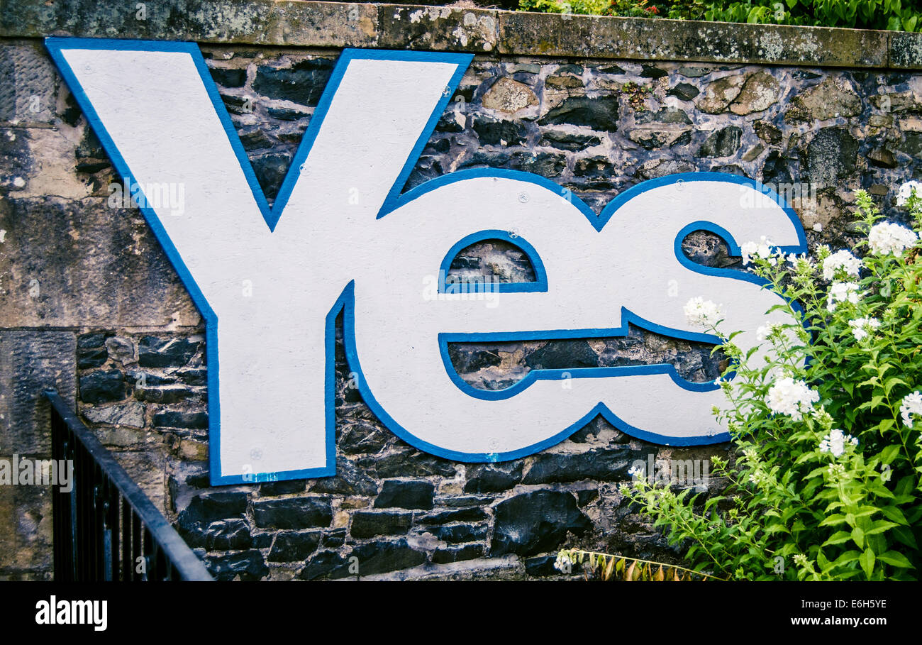 Ein Ja-Zeichen für schottische Unabhängigkeit Stockfoto