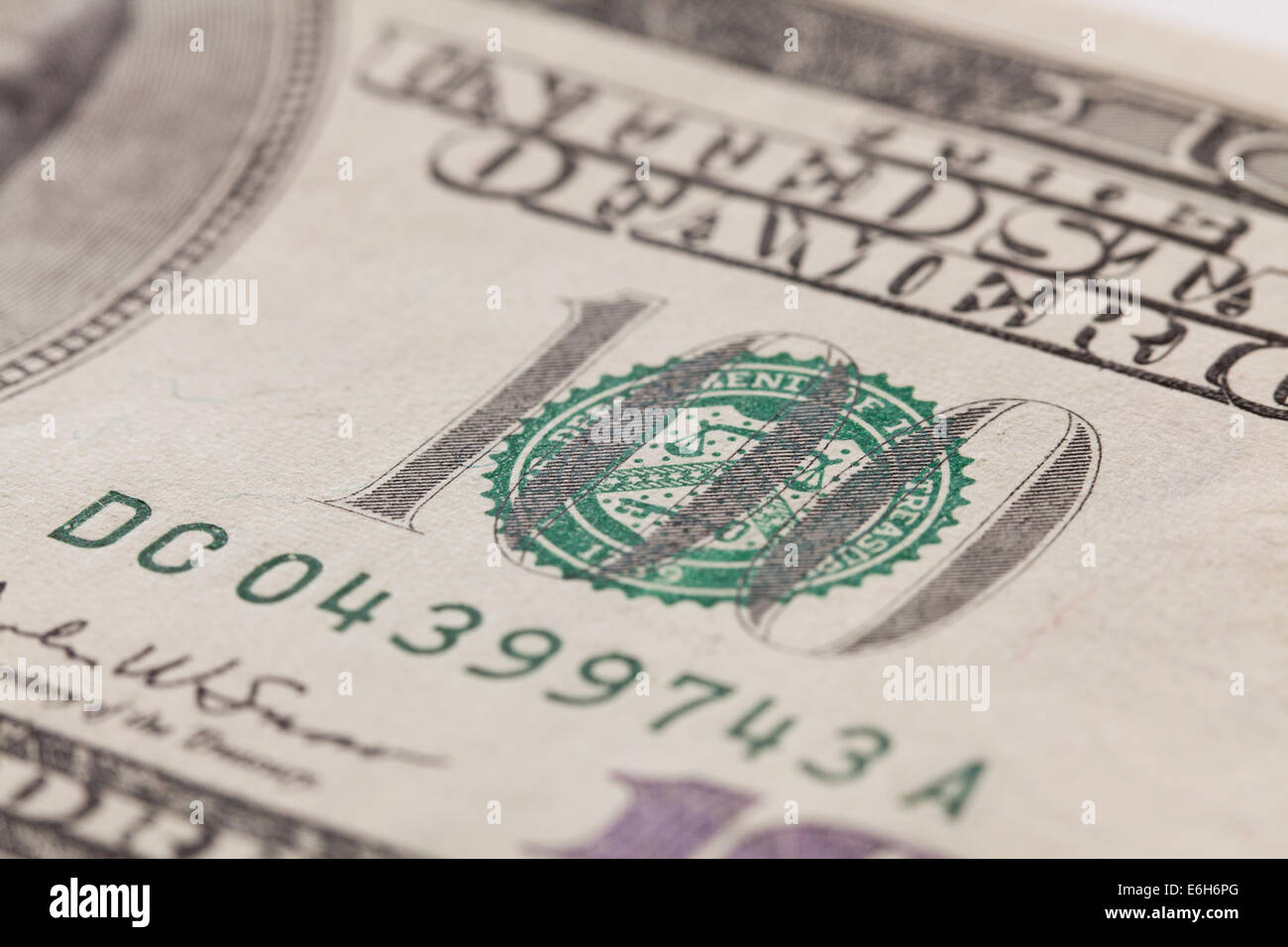 US-hundert-Dollar-Note closeup Stockfoto