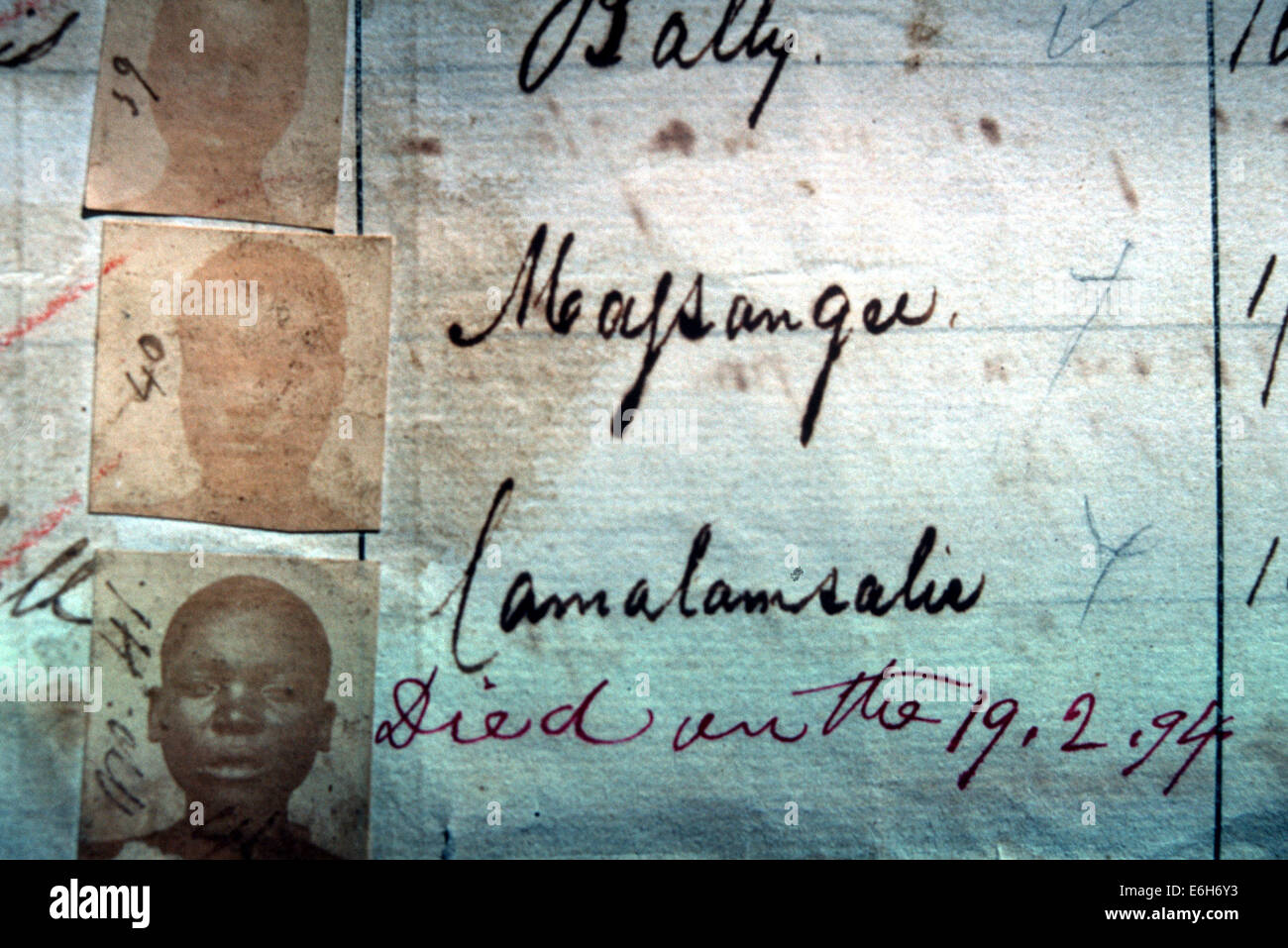 Alten Slave-Liste von der nationalen Archive Seychellen Stockfoto
