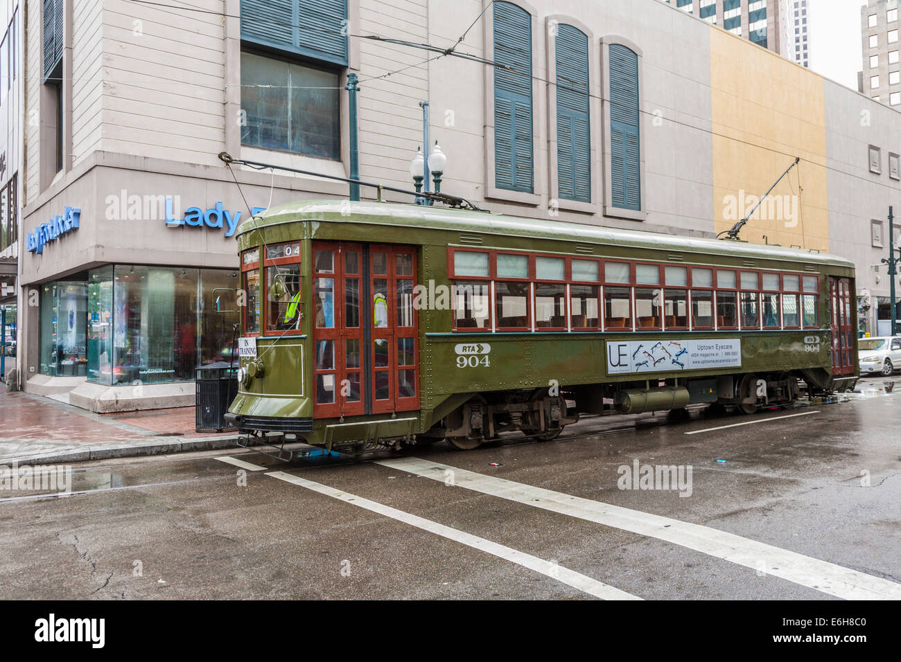 Straßenbahn in der Innenstadt von New Orleans Stockfoto