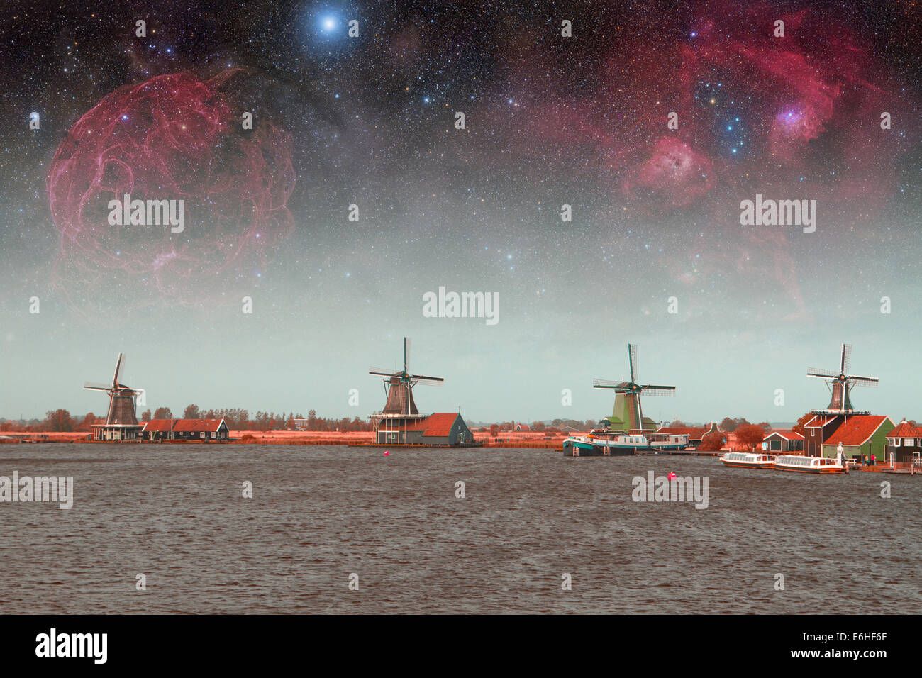 Amsterdam im Sommer. Elemente dieses Bildes, eingerichtet von der NASA Stockfoto
