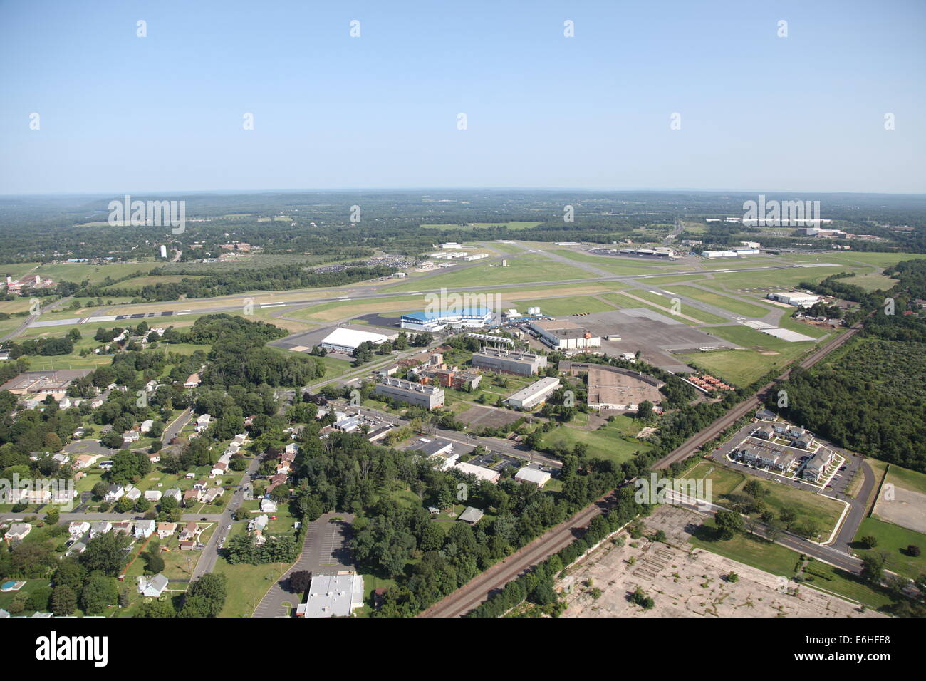 Luftaufnahme von Trenton Mercer County Airport, New Jersey Stockfoto