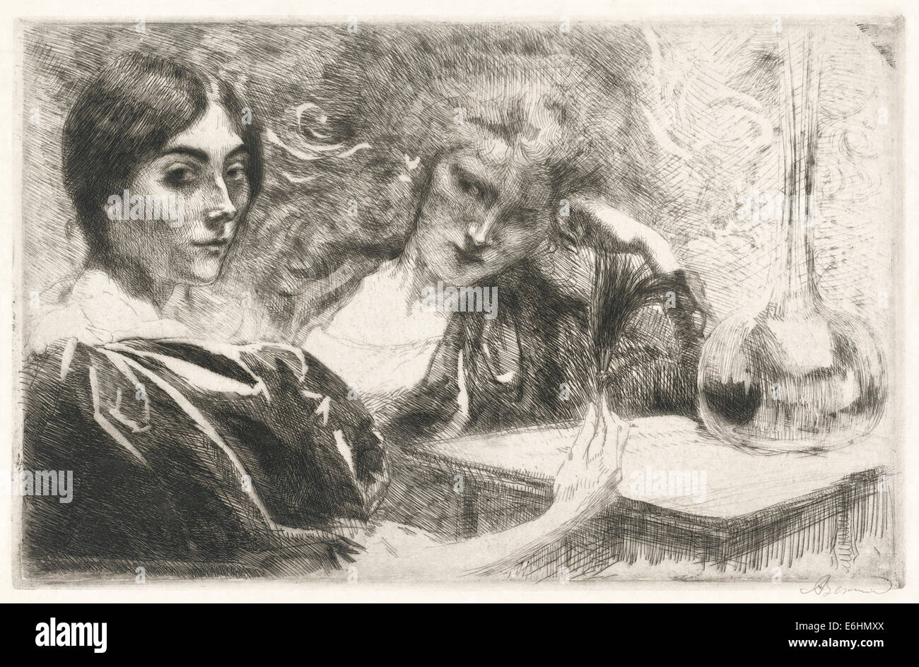 Französische Künstler Paul-Albert Besnard (1849-1934), "Morphinomanes Ou Le Plumet". Siehe Beschreibung für mehr Informationen. Stockfoto
