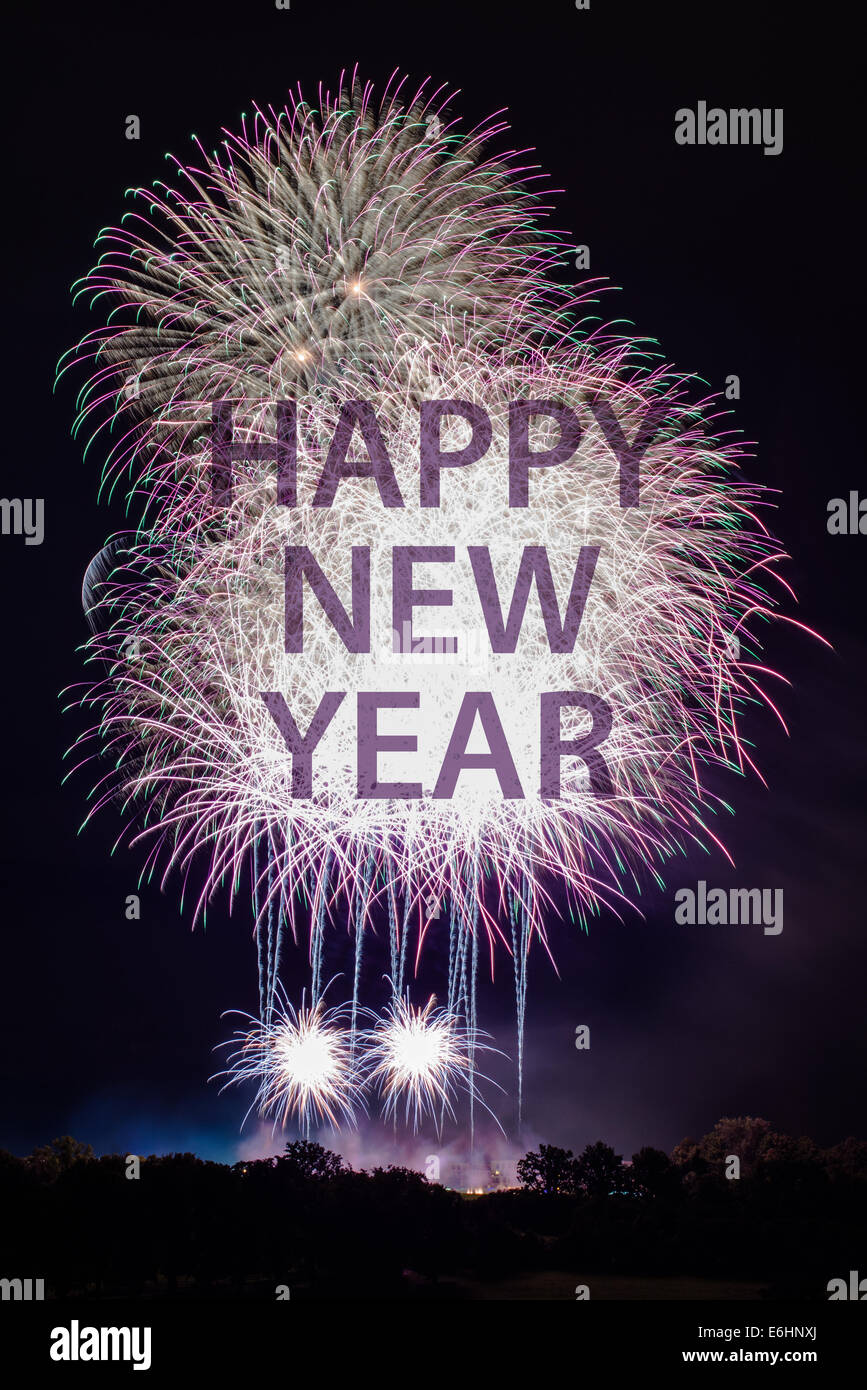 Frohes neues Jahr mit Feuerwerk Stockfoto, Bild: 72919802 - Alamy