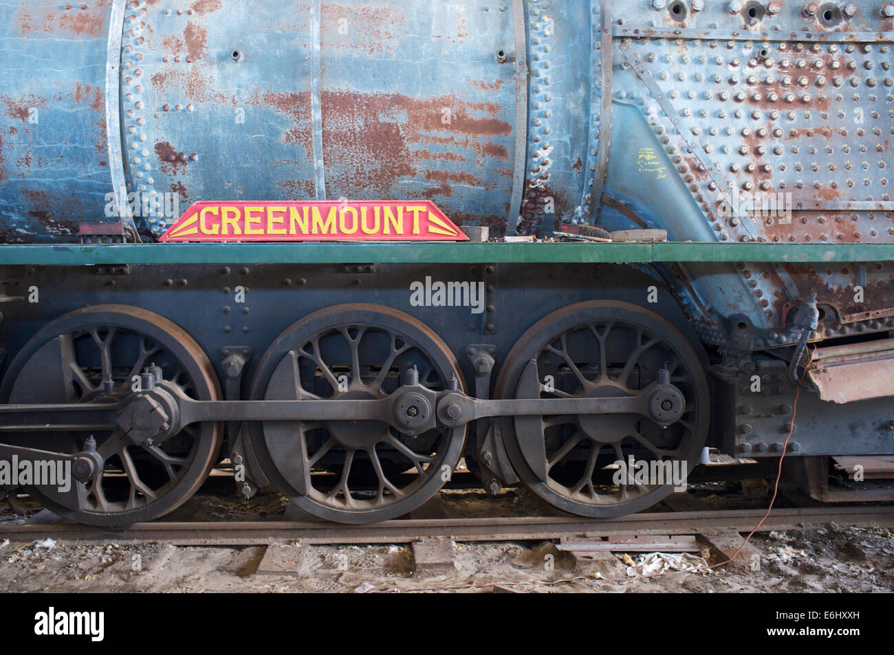 S549 "Mountain Klasse" Greenmount mit Farbe entfernt im Eisenbahnmuseum, Bassendean, Western Australia. Stockfoto