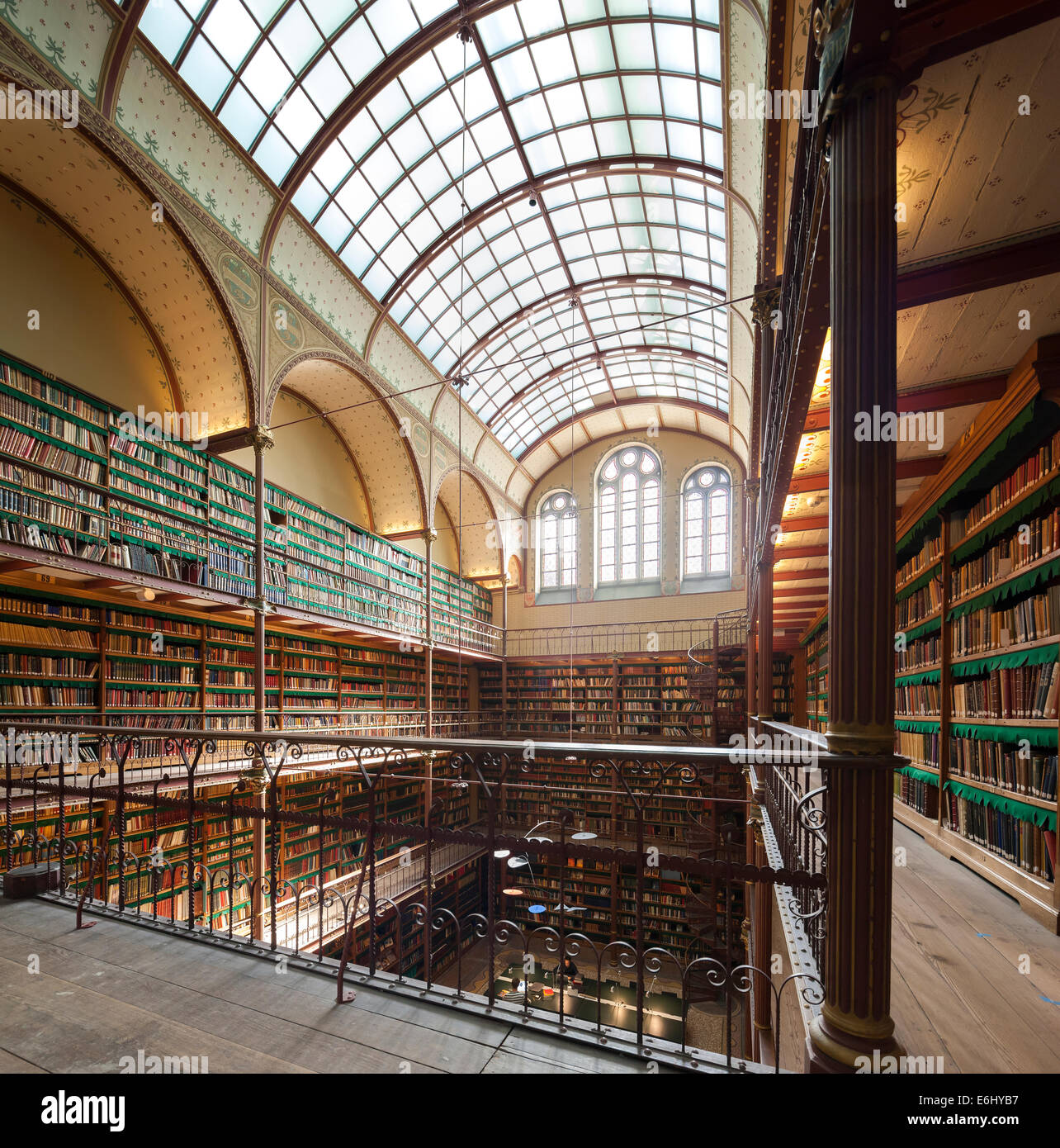 Bibliothek des Amsterdamer Rijksmuseum eine der schönsten berühmten Bibliotheken in der Welt nach aufwendiger Restaurierung im Jahr 2013 Stockfoto