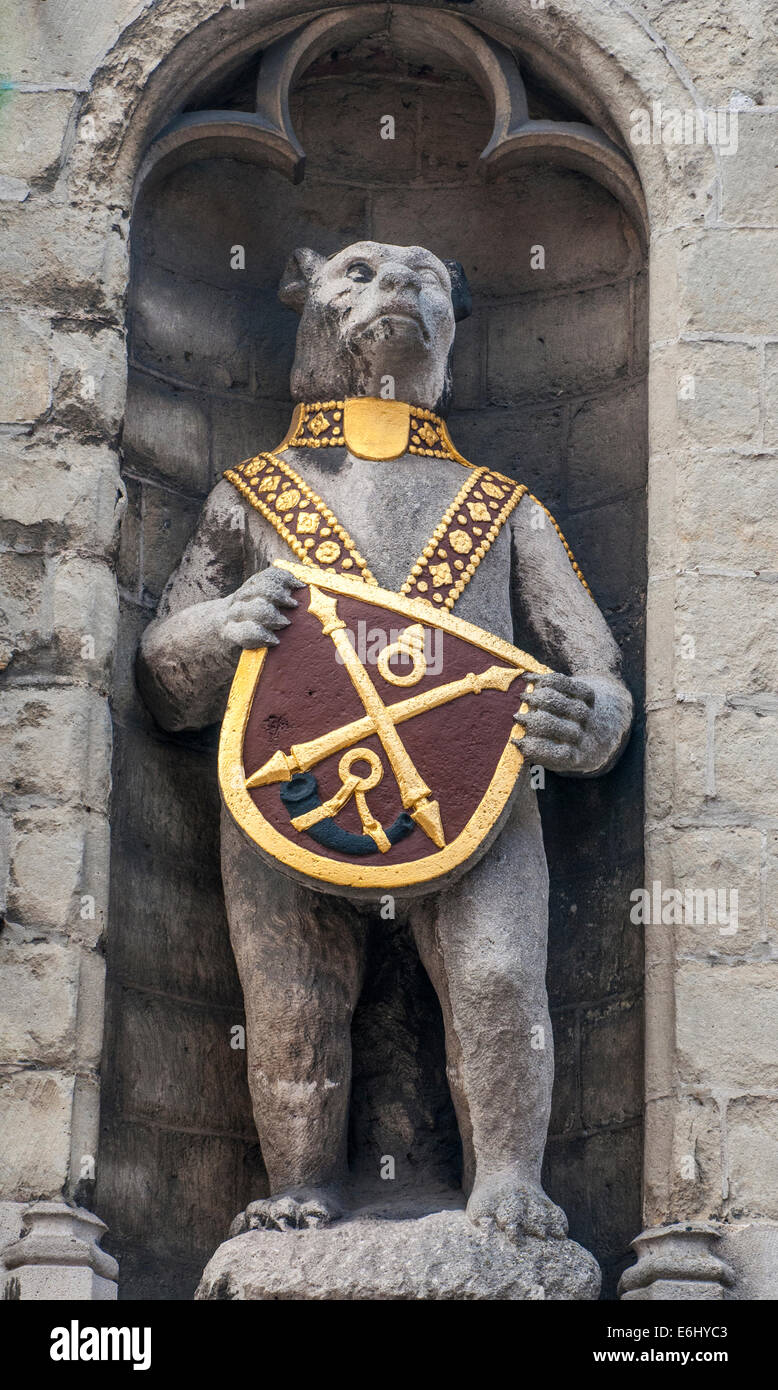 Heraldische Bär Symbol der mittelalterlichen Stadt Brügge, Belgien Stockfoto