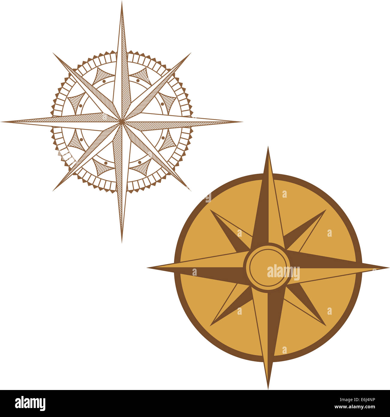 Zur Veranschaulichung der Karte Kompass auf weißem Hintergrund Stockfoto