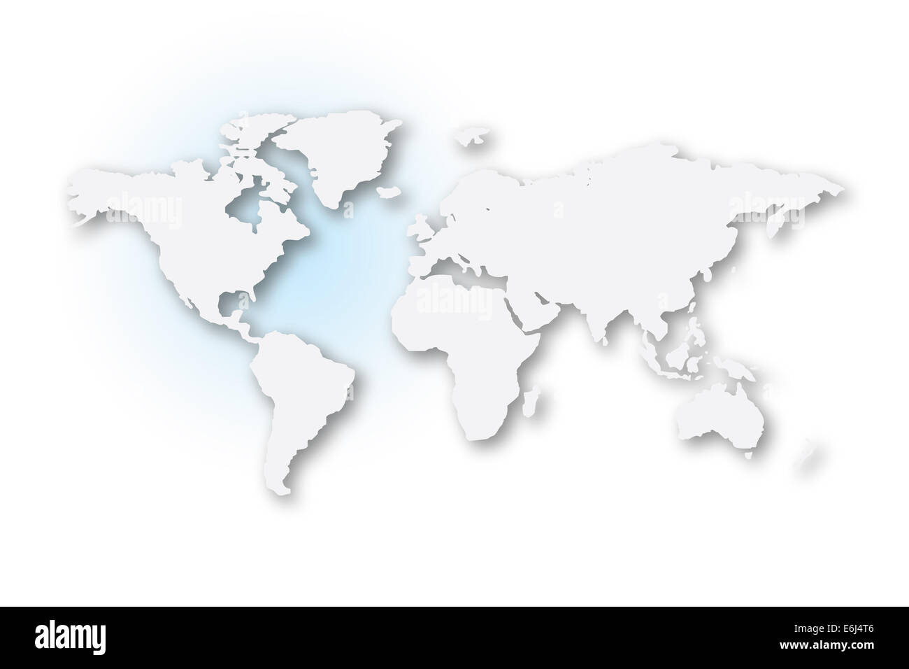 Eine Weltkarte mit allen Kontinenten Illustrated Stockfoto