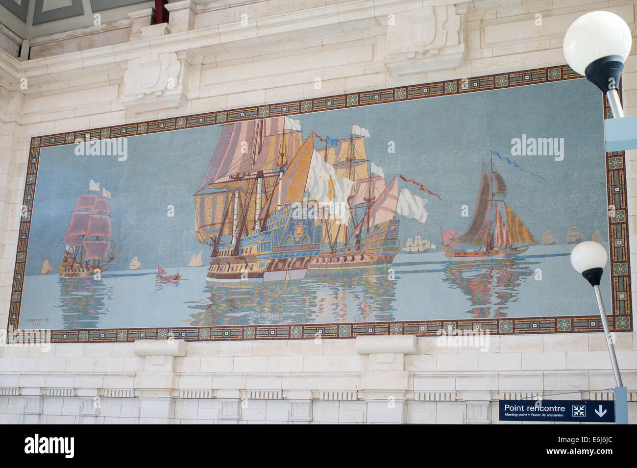 Mosaik von G. Godefroy bei La Rochelle Schiene Station, Charente-Maritime, Frankreich, Europa Stockfoto