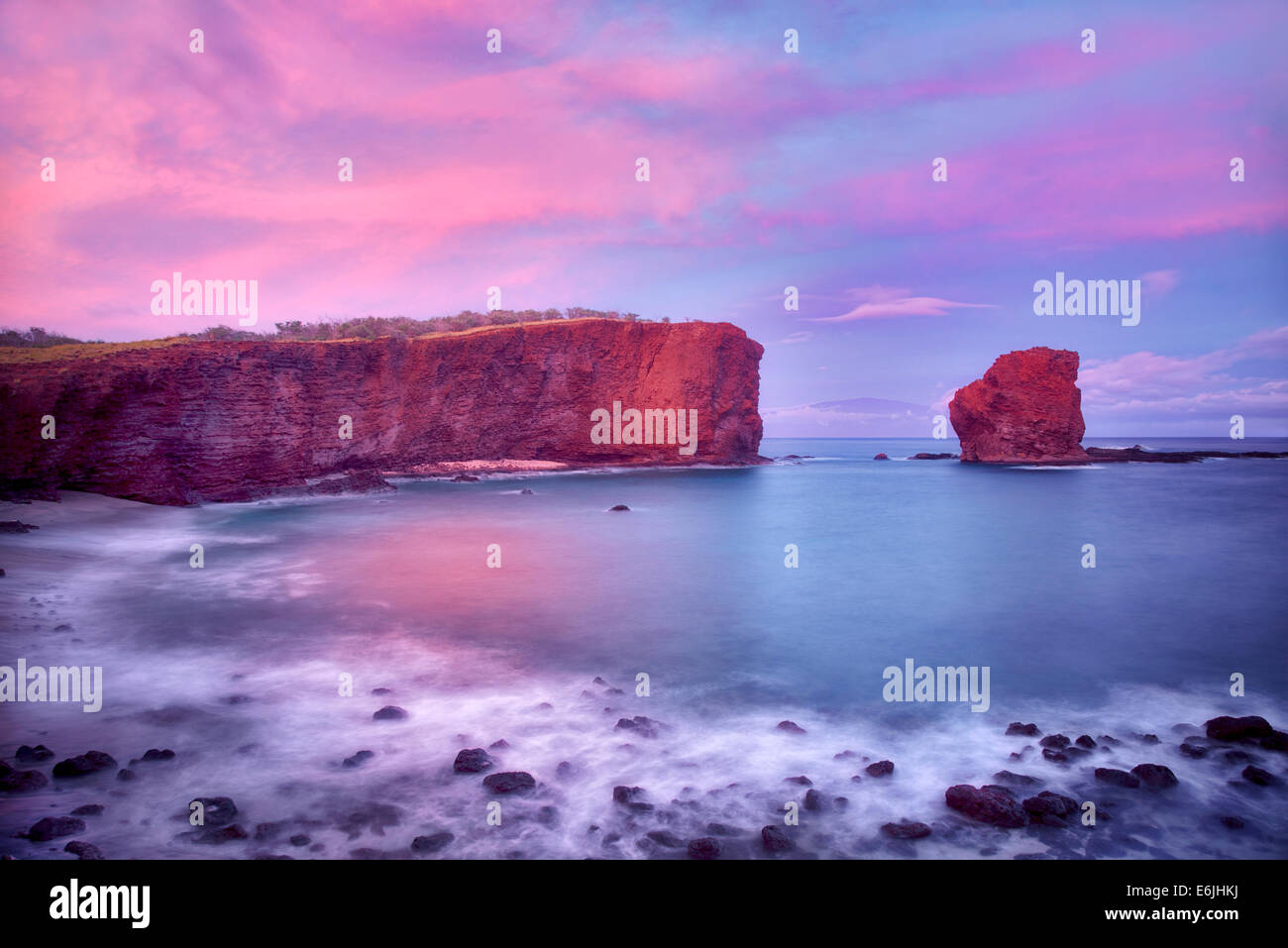 Schatz-Rock bei Sonnenuntergang. Lanai, Hawaii Stockfoto