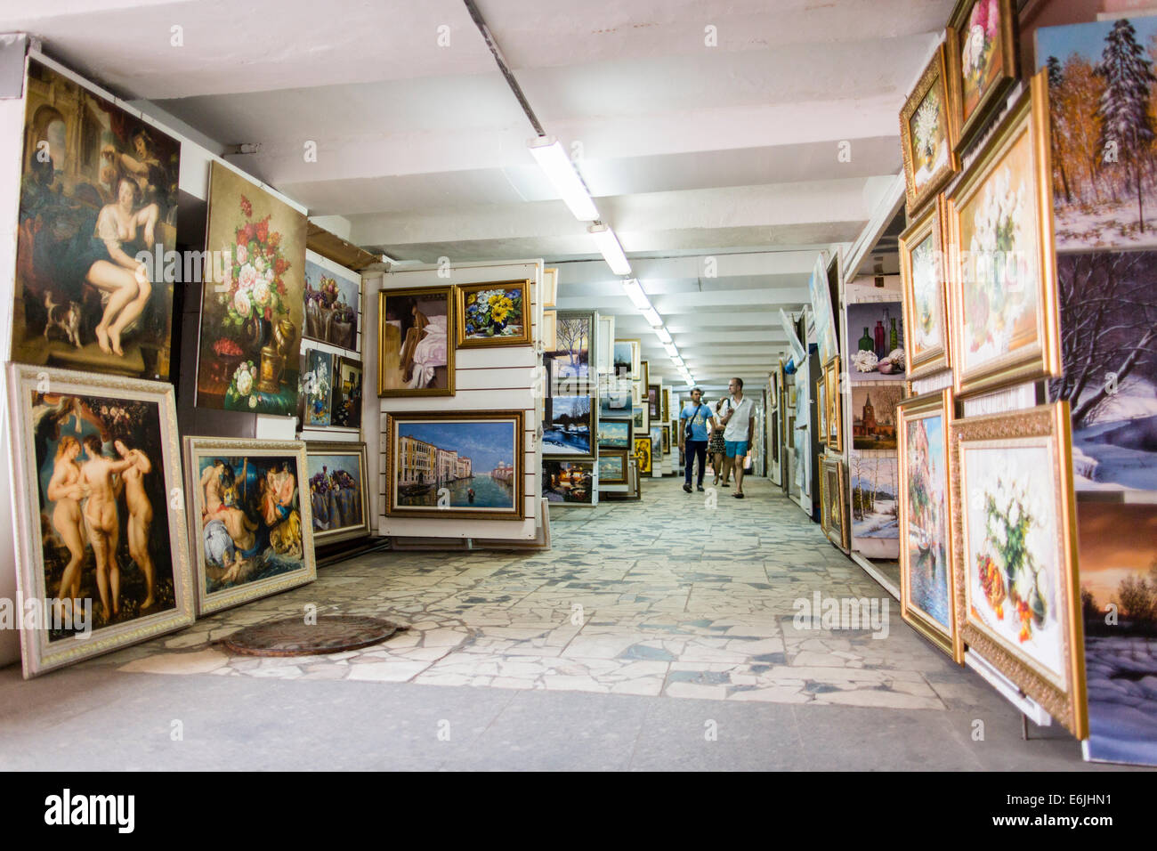 Kunstmarkt in Gorky Park, Moskau, Russland Stockfoto