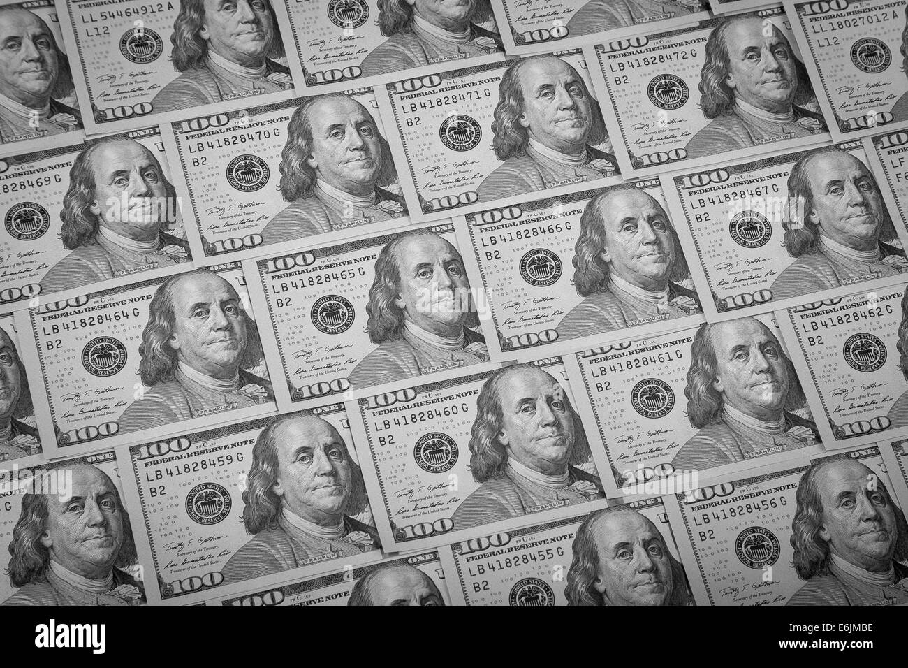 Dollar-Fotografie: Makro des 100 Dollar Stockfoto