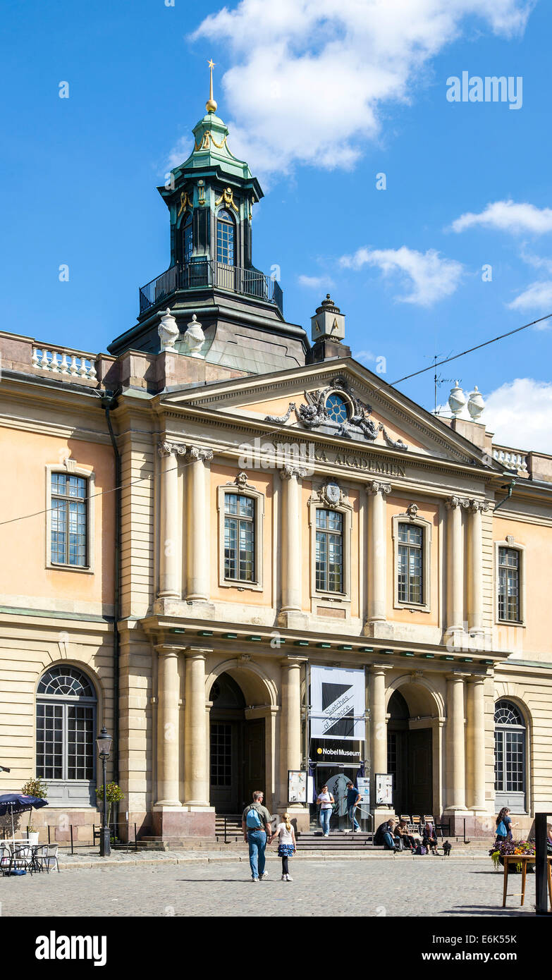 Schwedischen Akademie der Wissenschaften, Svenska Akademien, ehemalige Börsengebäude, Börshuset, Stortorget Platz, Altstadt Stockfoto