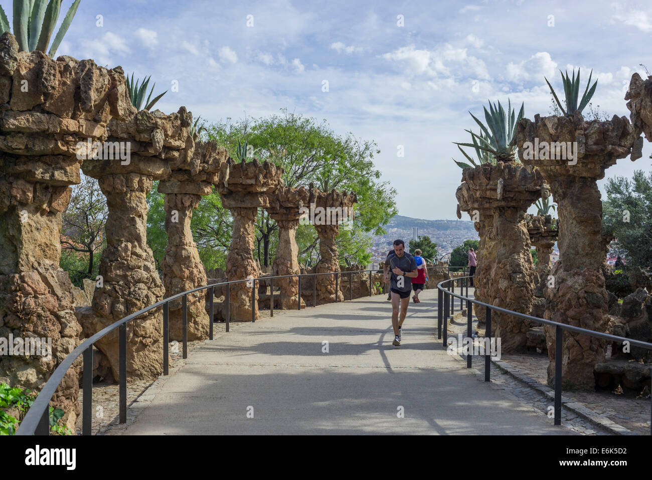 Park Güell von Antoni Gaudí, La Salut, Barcelona, Katalonien, Spanien Stockfoto