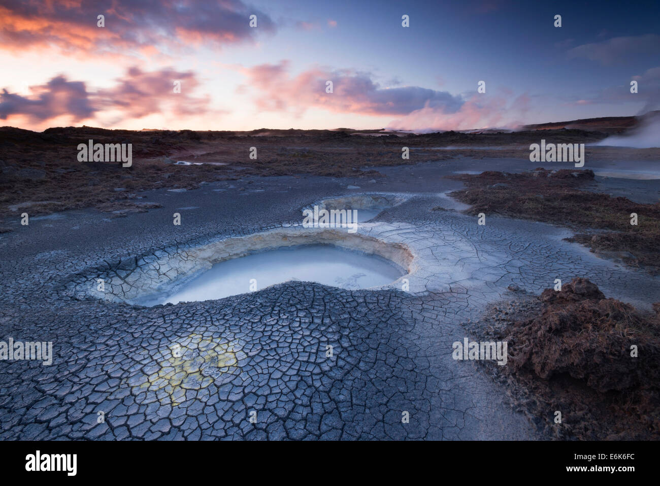 Hot Springs Bereichder Hochtemperatur geothermischen Gunnuhver, Reykjanesskagi, Island Stockfoto