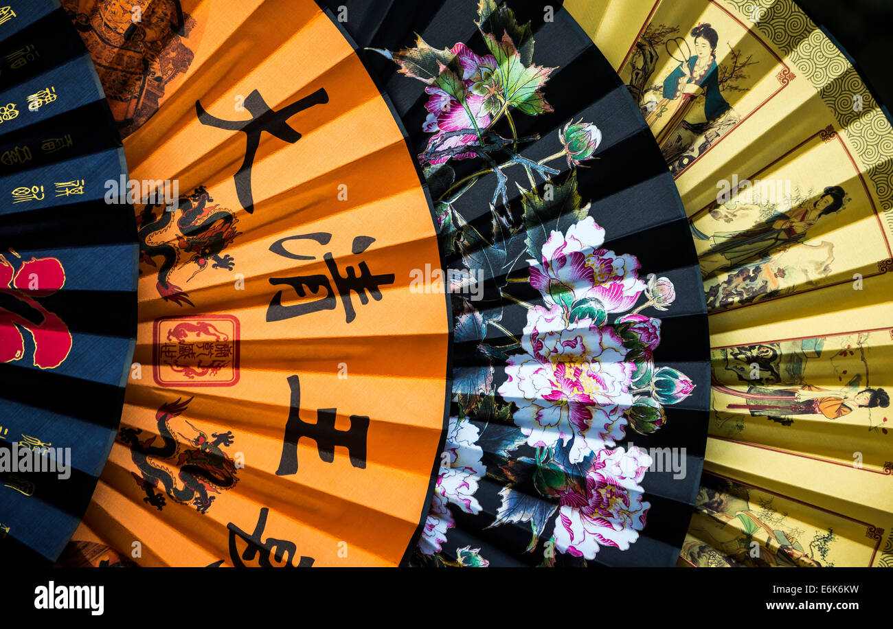 Chinesische Schrift-Fans, Peking, China Stockfoto