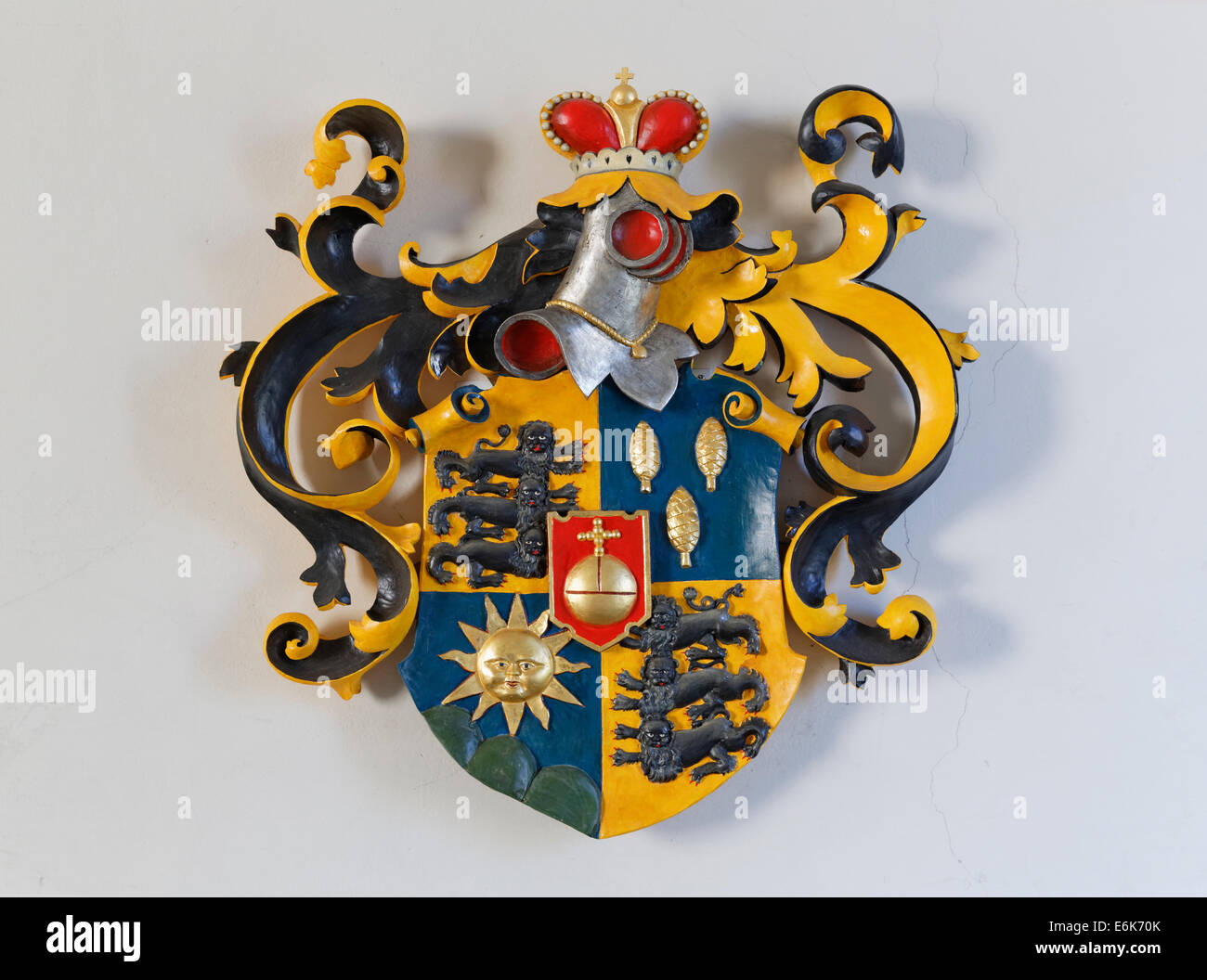 Wappen von Waldburg-Zeil-Hohenems, Hohenems Palast, Hohenems, Rheintal, Vorarlberg, Österreich Stockfoto