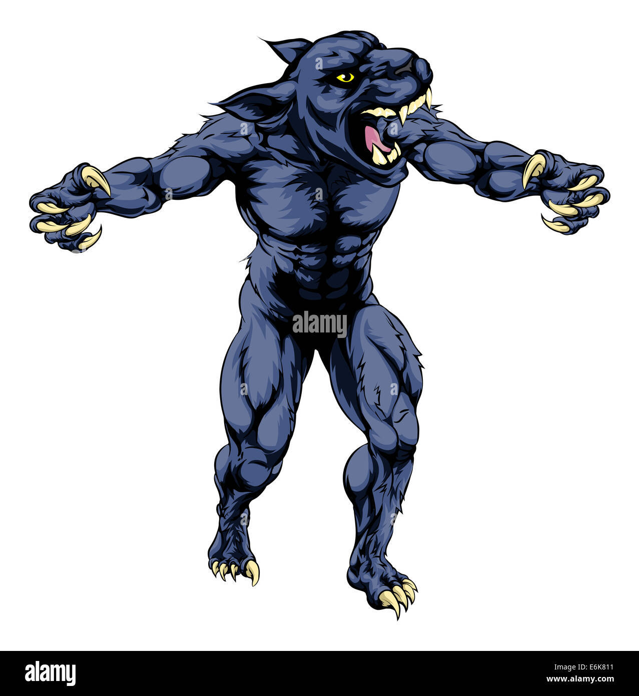 Ein Beispiel für ein Panther beängstigend Sport Maskottchen mit Krallen aus Stockfoto