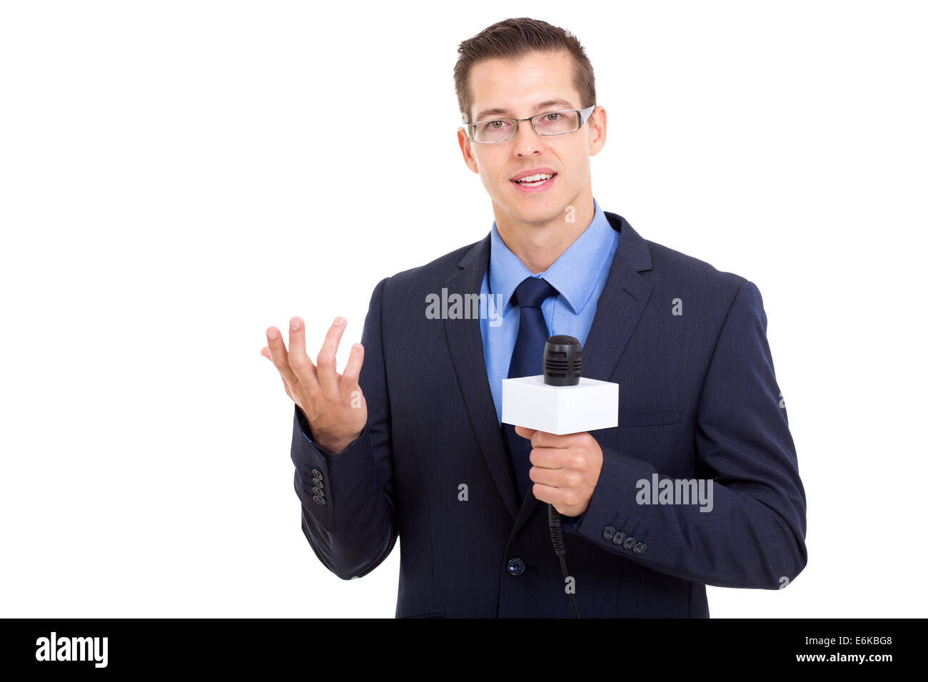 professionellen News-Reporter in live-Übertragungen Stockfoto