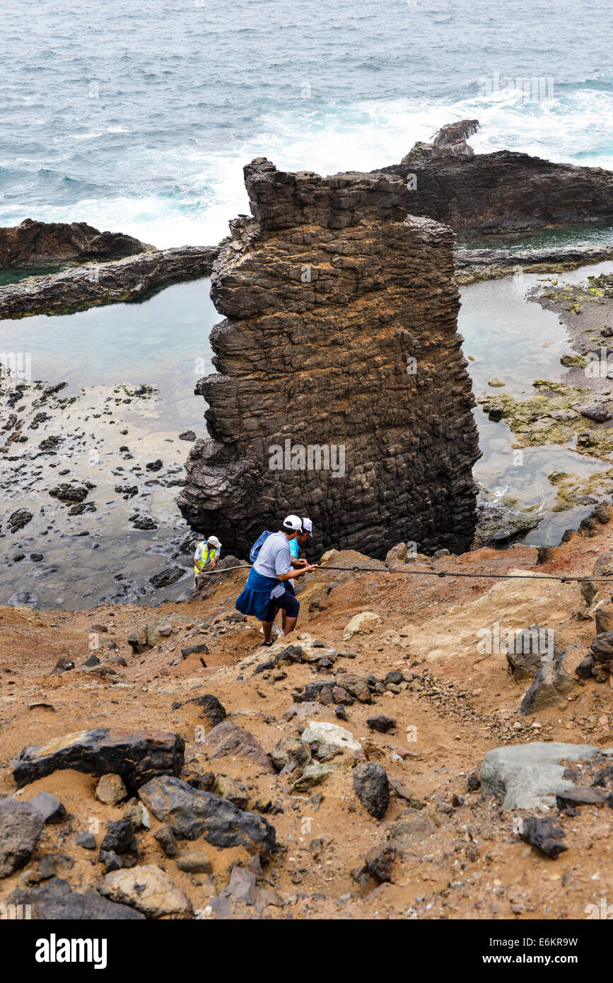 St Helena Südatlantik Inseltouristen Abstieg zu Lots Frau Teiche sind ein beliebtes Ziel zu Fuß Stockfoto