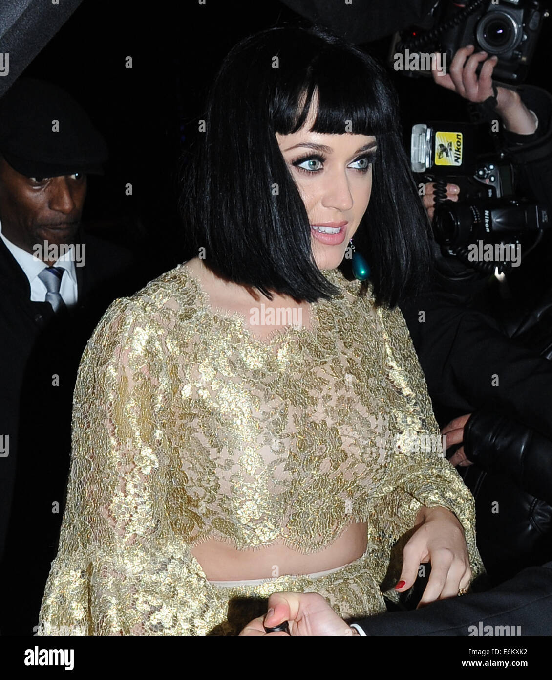 BRIT Awards - Promis verlassen die Universal Music und Roc Nation nach Parteien Featuring: Katy Perry Where: London, Vereinigtes Königreich bei: 20. Februar 2014 Stockfoto