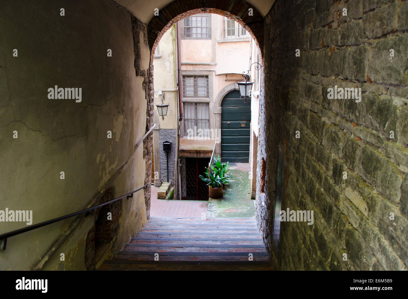 Bergamo Italien. Gasse in Bergamo, Città alta, Oberstadt, Lombardei Region, Italien. Stockfoto
