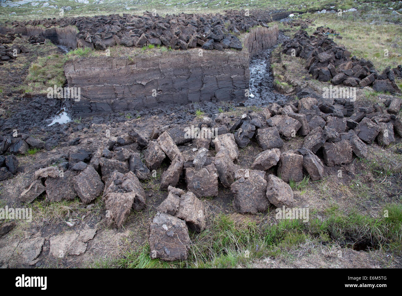 Torf, die äußeren Hebriden Schottland schneiden Stockfoto