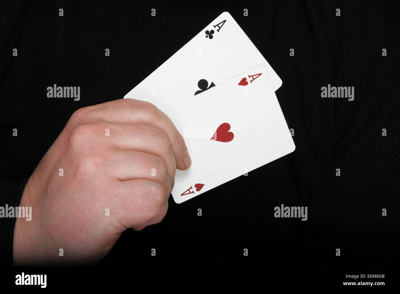 Zwei Asse - höchste Starthand beim Poker Txas Hold Stockfoto