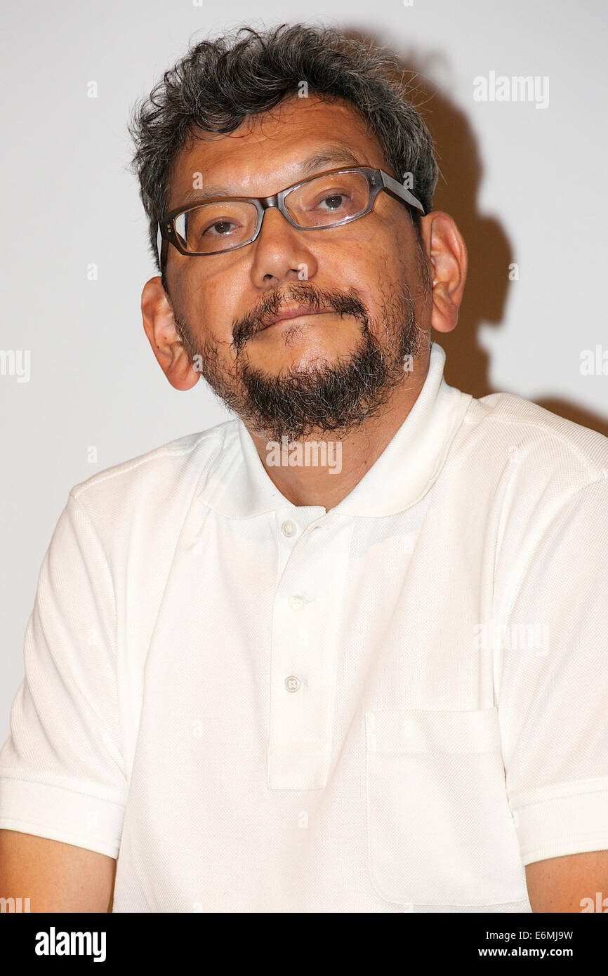 Hideaki Anno, 26. August 2014: Regisseur und Schauspieler Hideaki Anno besucht die Pressekonferenz von der 27. Tokyo International Film Festival (TIFF) in Roppongi Hills in Tokio am 26. August 2014. In diesem Jahr 50 Hideaki Anno arbeiten, werden während des Festivals, unter anderem Kurzfilme schuf er, als er bei Schule, Werbefilmen und Werbevideos Schaufenster. Anno ist einer der bedeutendsten Filmemacher in Japan. Das TIFF 27. ist das größte Kino Festival in Tokio, läuft von Oktober 23 bis 31 in Roppongi Hills. © Rodrigo Reyes Marin/AFLO/Alamy Live-Nachrichten Stockfoto