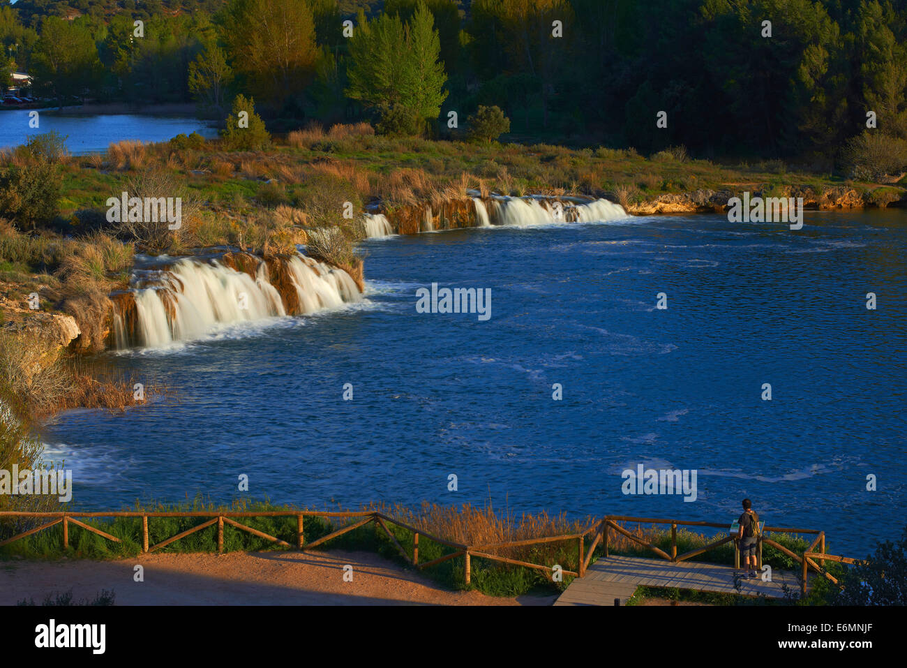 Wasserfällen, Lagunen Ruidera, Lagunas de Ruidera Natural Park, Campo de Montiel, Spanien Stockfoto