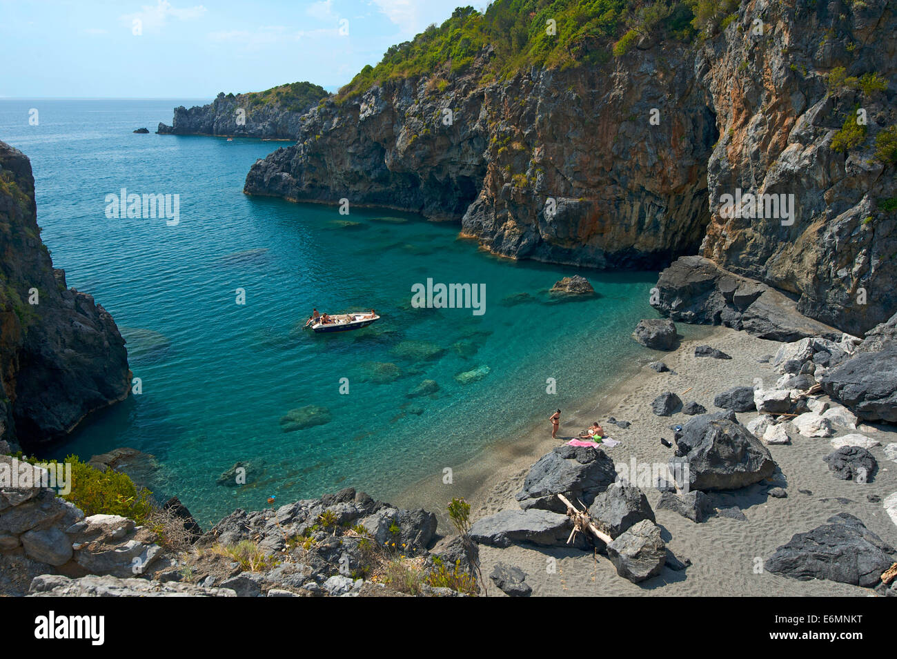 Kleine Bucht, San Nicola Arcella, Kalabrien, Italien Stockfoto
