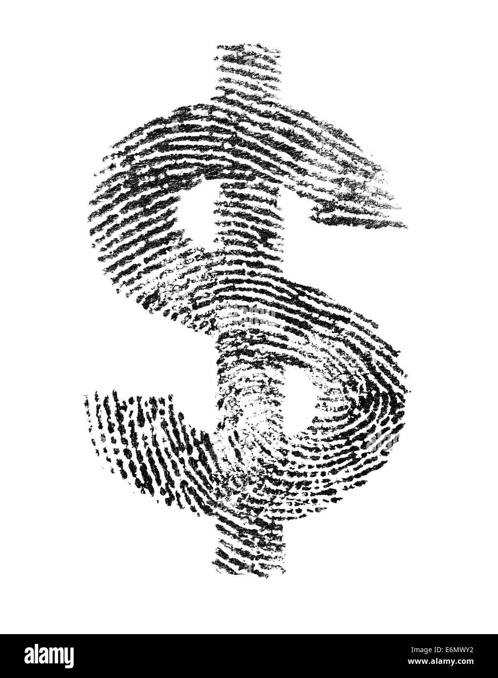 Dollarzeichen gemacht der ein echter Fingerabdruck. Stockfoto