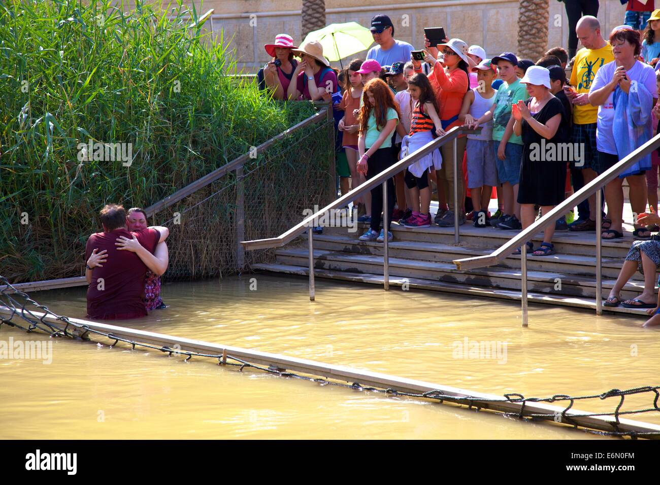 Taufe Seite von Jesus Christus am Fluss Jordan, Qasr al Yahud, Israel, Nahost Stockfoto