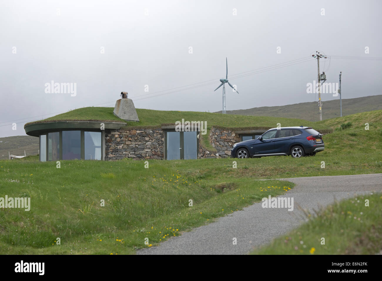 Unterirdischen Haus mit Rasen Dach South Harris äußeren Hebriden Schottland Stockfoto