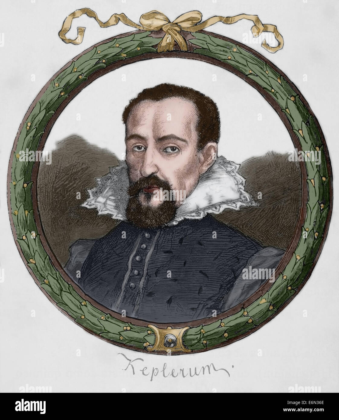 Johannes Kepler (1571-1630). Deutscher Mathematiker und Astronom. Gravur in Germanien, 1882. Farbige. Stockfoto